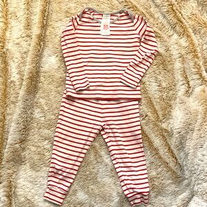 Baby Boden Red and White Striped Pajama Set Cotton Size 18-24 Months